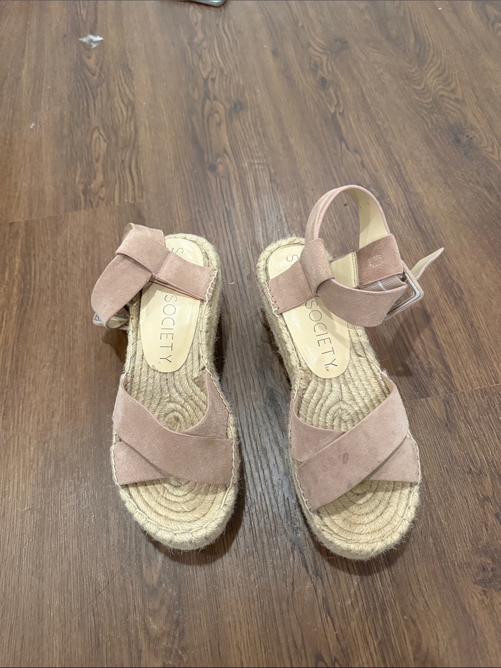 Society Blush Suede Espadrille Wedge Sandals
